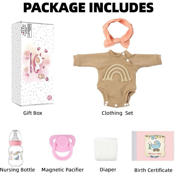 20 Inch Reborn Baby Doll Sleeping Realistic Newborn Soft Cloth Body Toy for Kids - Picture 6 of 7